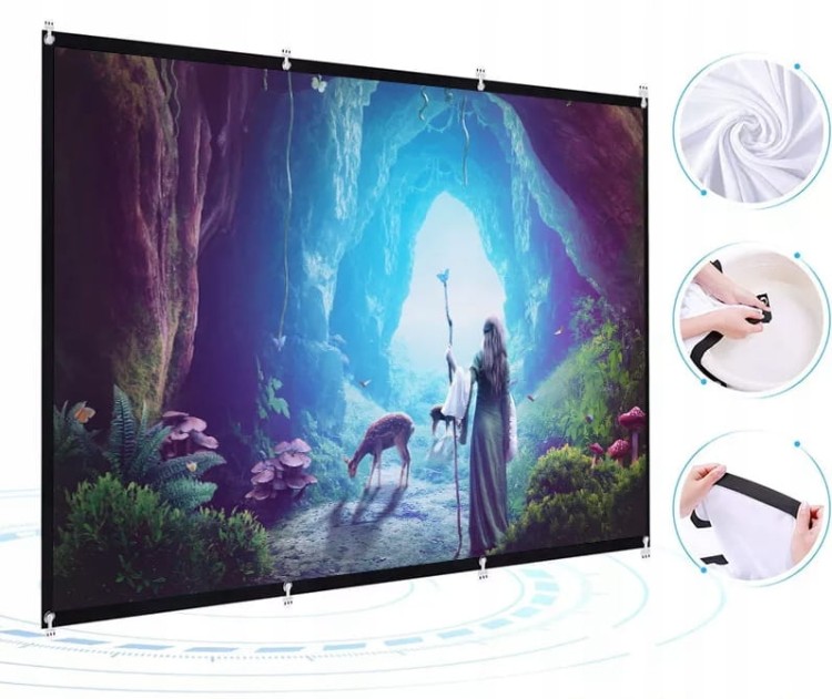 EKRAN PROJEKCYJNY do projektora rzutnika Przenośny Składany 16:9 218x122 cm 100 Cali - zdjęcie 3