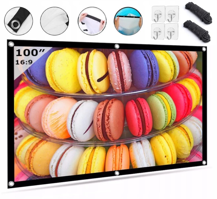 EKRAN PROJEKCYJNY do projektora rzutnika Przenośny Składany 16:9 218x122 cm 100 Cali - zdjęcie 1