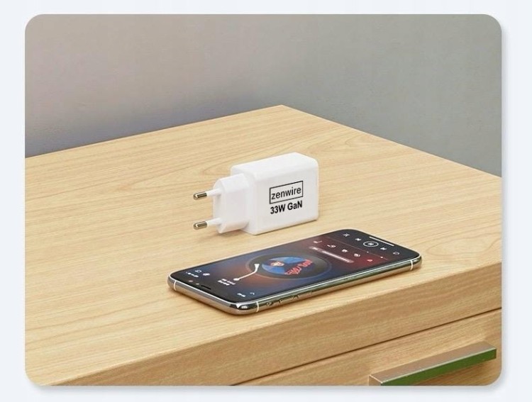 Szybka Ładowarka Sieciowa Kostka GAN III 33W Zasilacz USB-C USB-A do iPhone Samsung Zenwire YMS-618 - zdjęcie 2